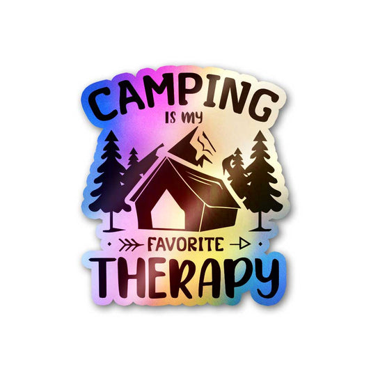 Camping Is My Favorite Therapy Holographic Sticker