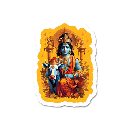 Krishna And Cow  Sticker
