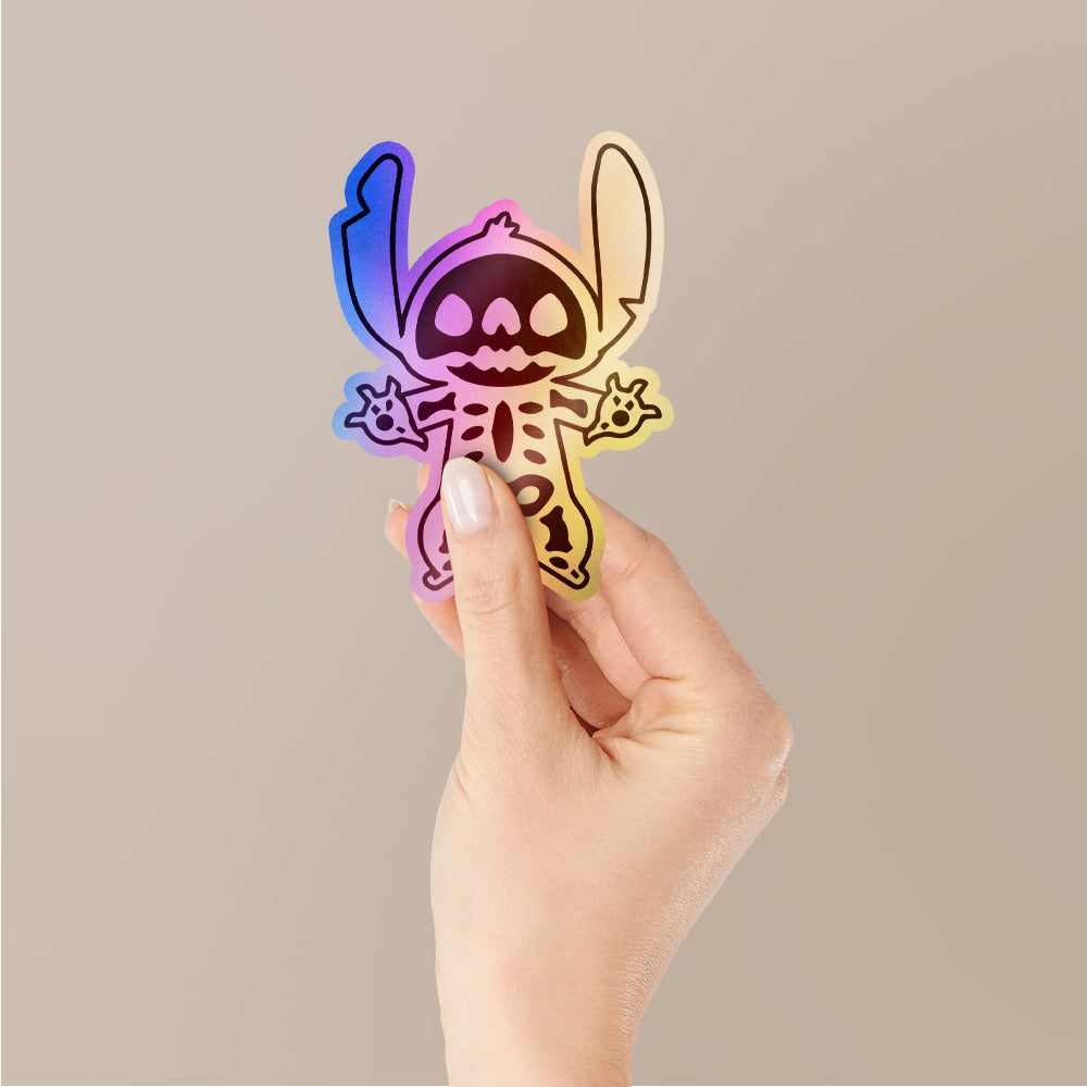 Stitch Skeleton Holographic Stickers | STICK IT UP