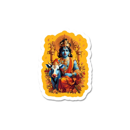 Krishna And Cow  Sticker