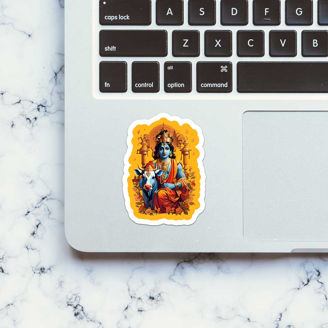 Krishna And Cow  Sticker