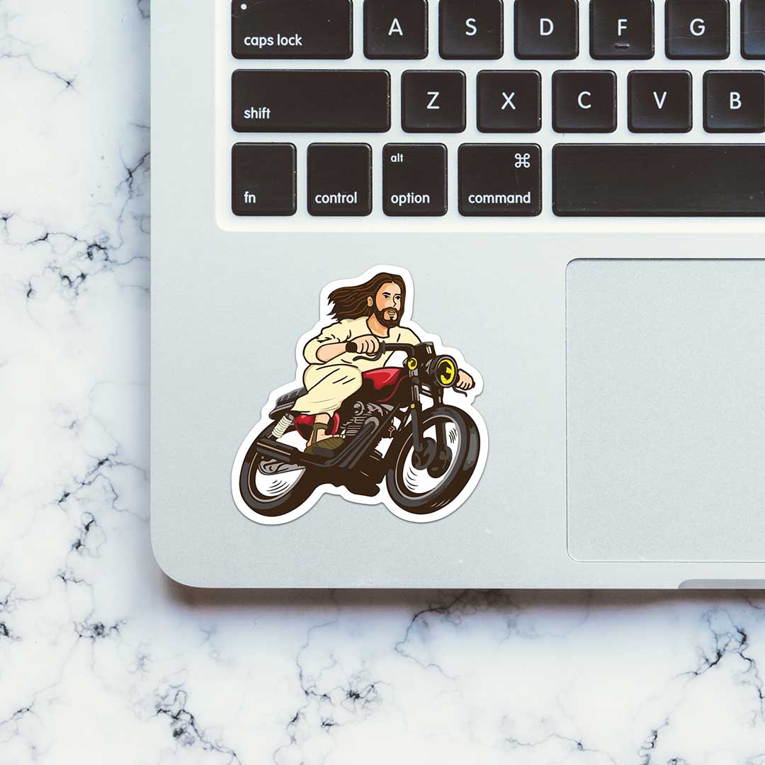 Christ On Bike  Sticker