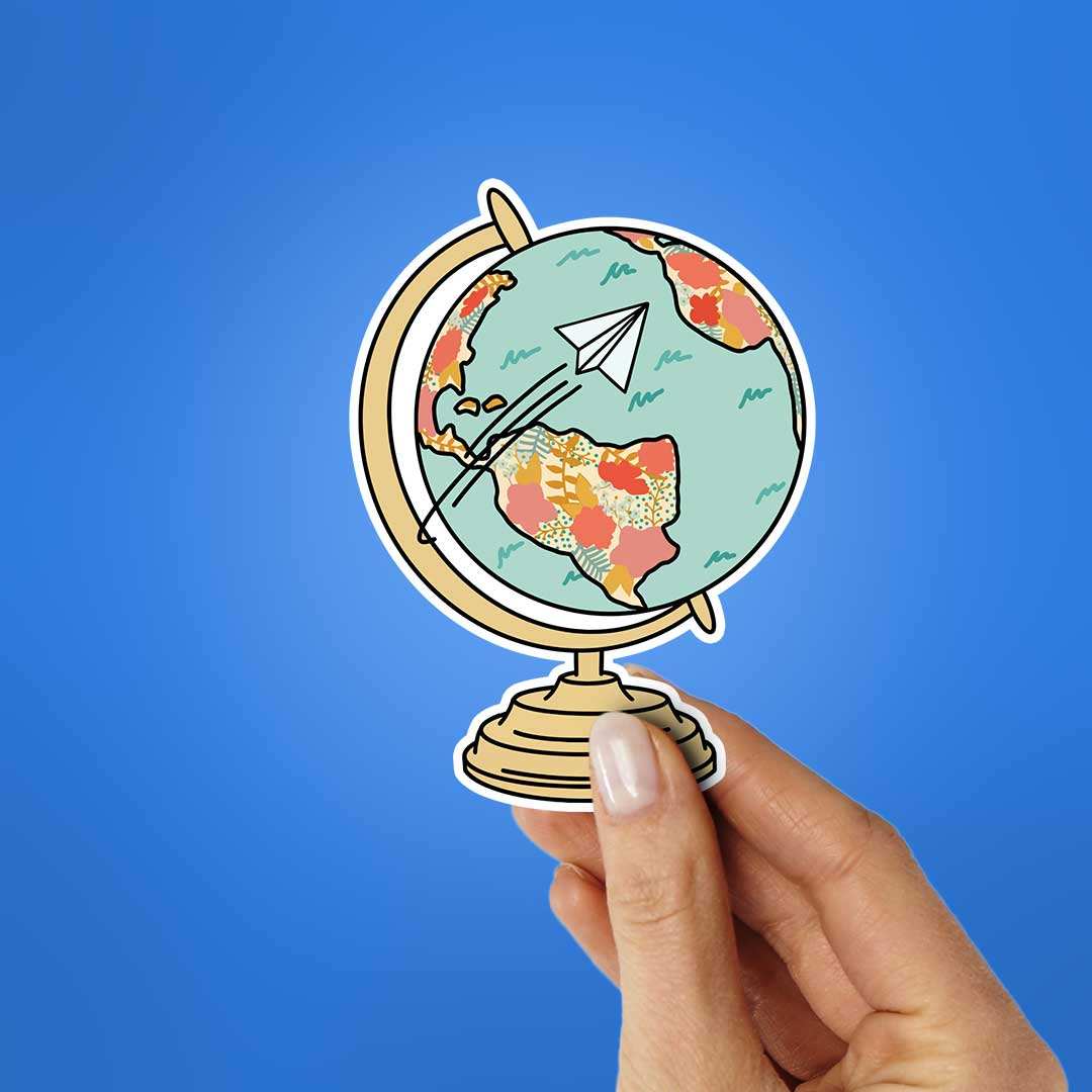 Floral World Map Sticker