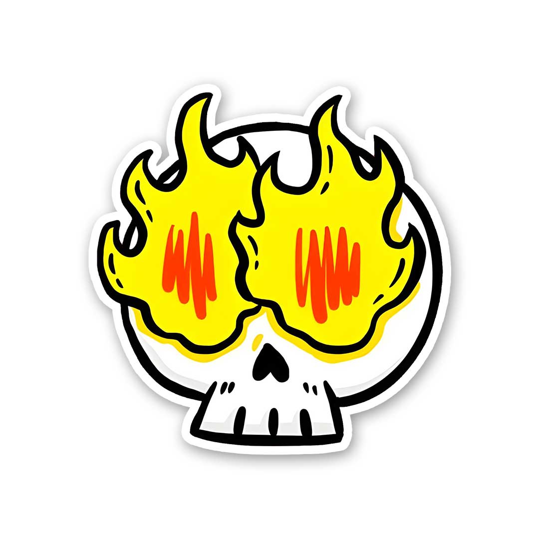 Skull On Fire Sticker