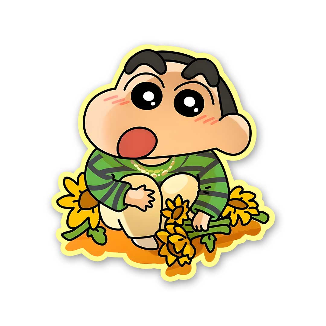 Shinchan With Sunflower Sticker