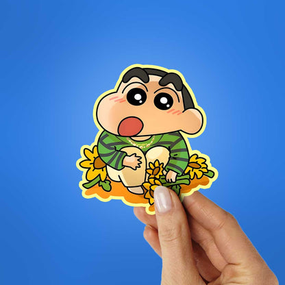 Shinchan With Sunflower Sticker