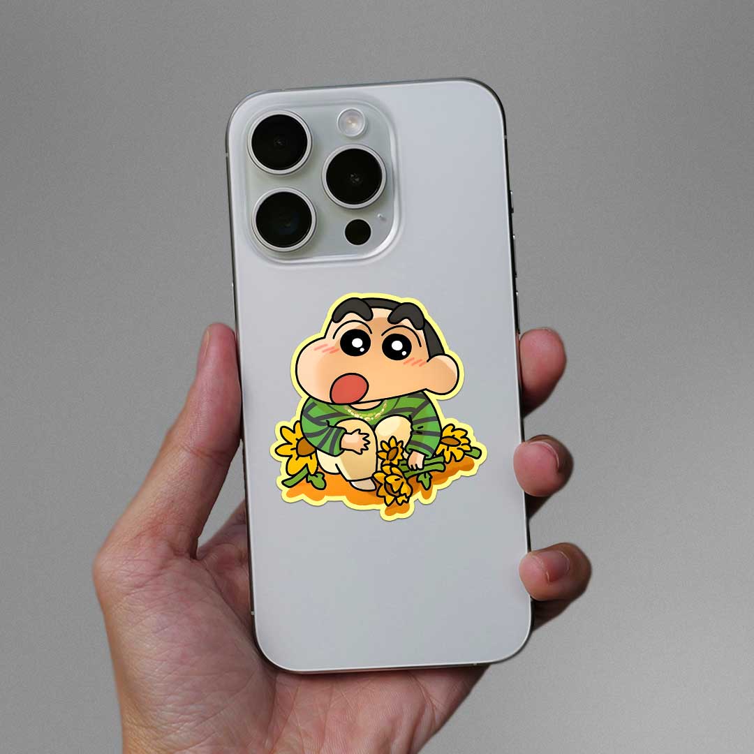 Shinchan With Sunflower Sticker