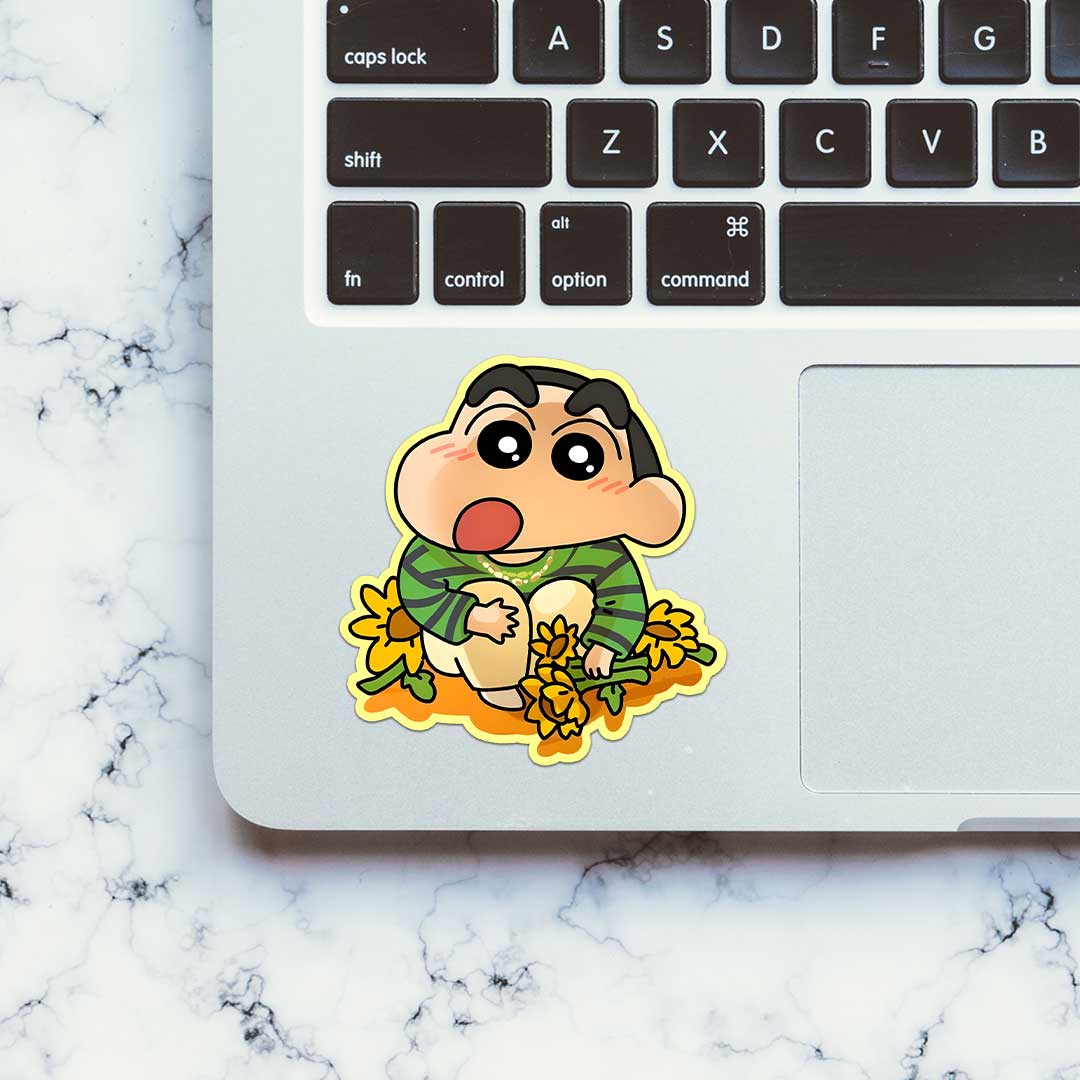 Shinchan With Sunflower Sticker